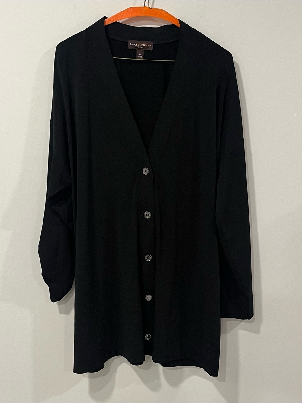 Dana Buchman Black Button-Front V-Neck Women's Cardigan